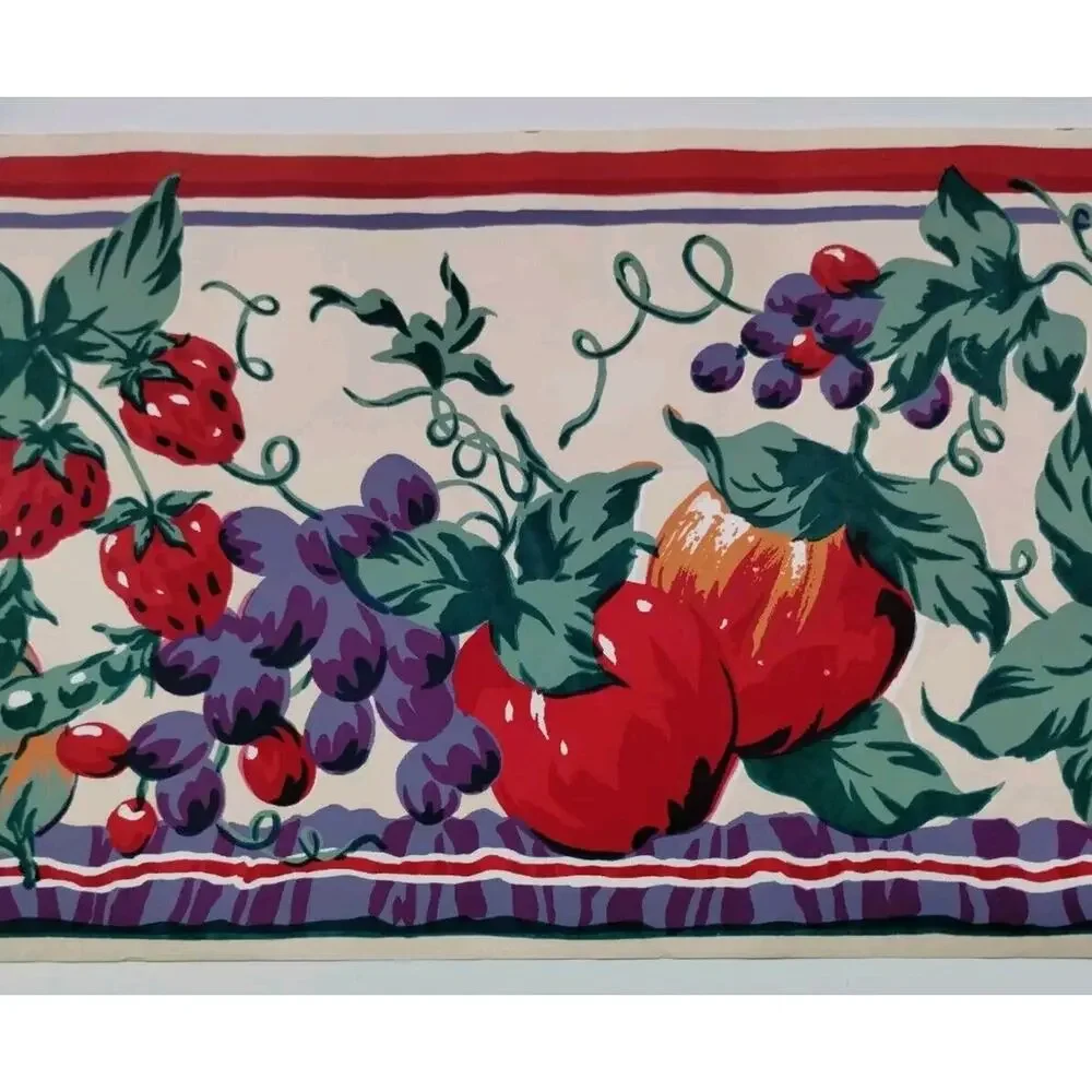 York Pre-pasted Decorative Border - 5yds - Fruits Vegetables - Leaves